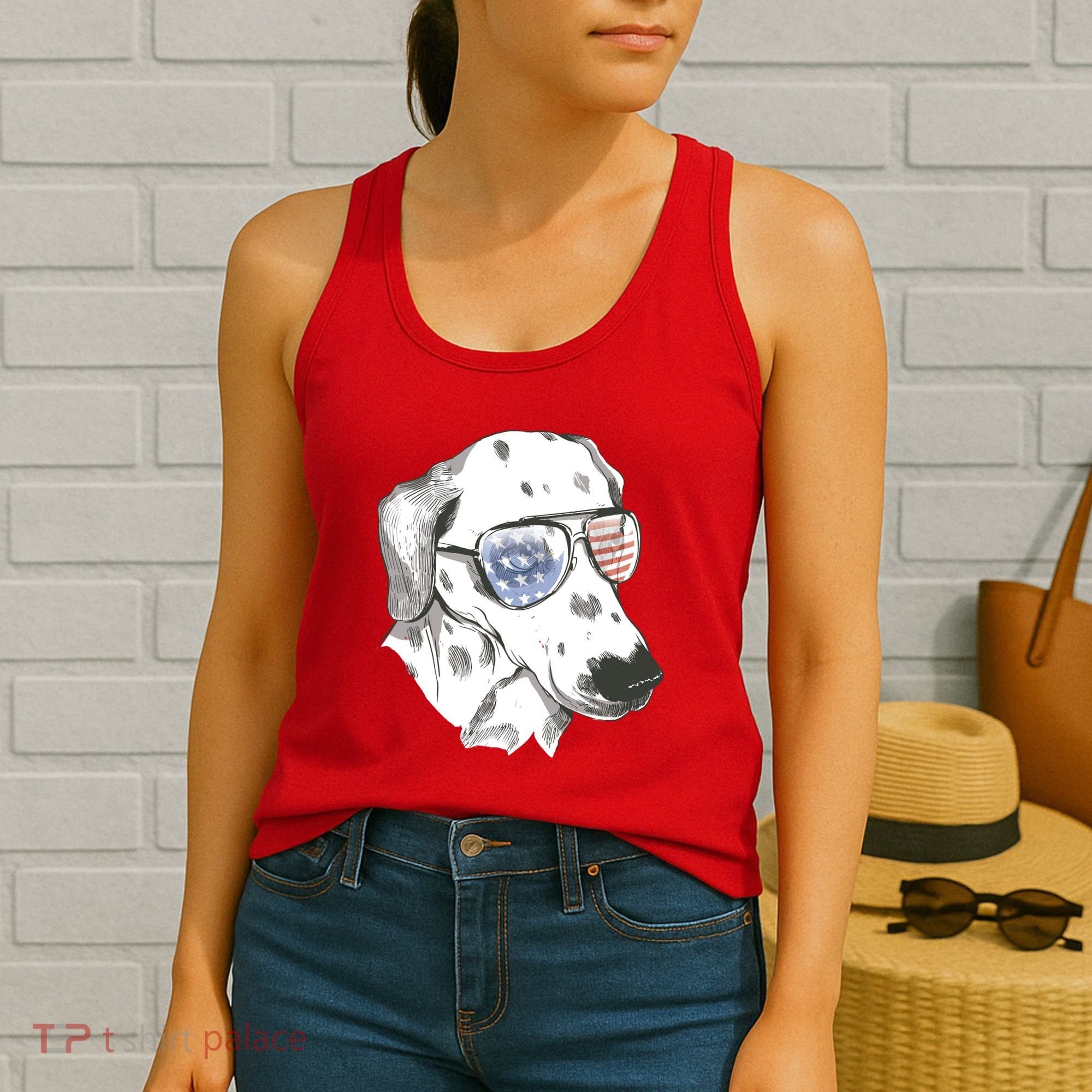 Independence Day Dalmatian Dog Women's Tank Top