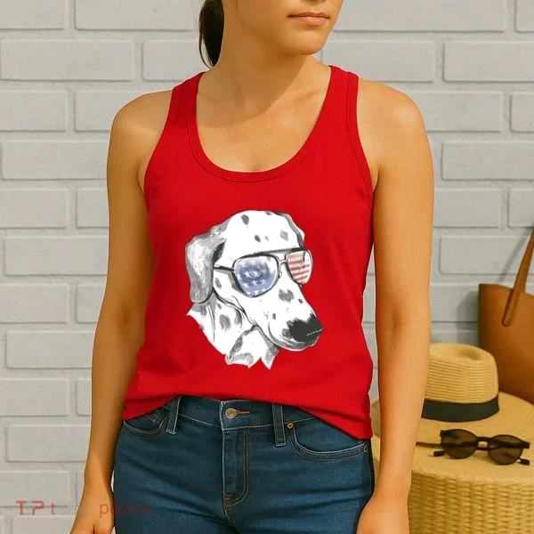 Independence Day Dalmatian Dog Women's Tank Top