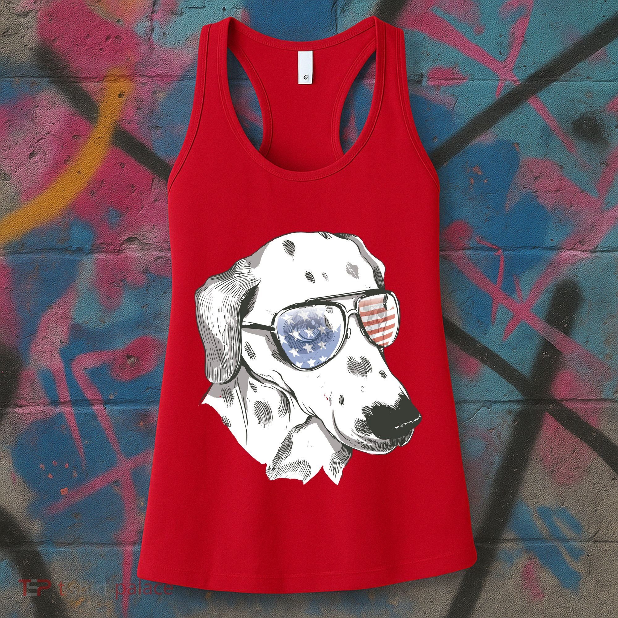 Independence Day Dalmatian Dog Women's Tank Top
