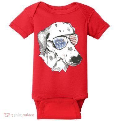 Independence Day Dalmatian Dog Baby Bodysuit