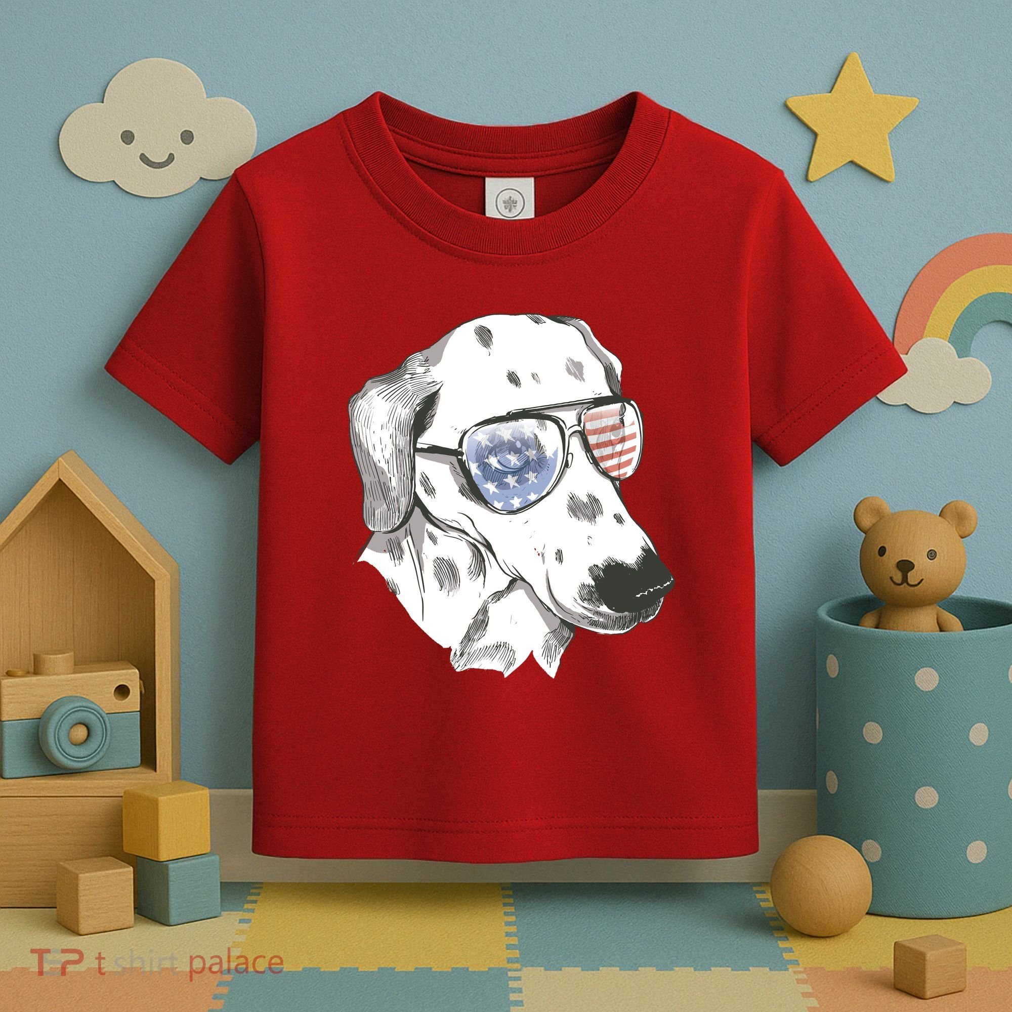 Independence Day Dalmatian Dog Toddler T-Shirt