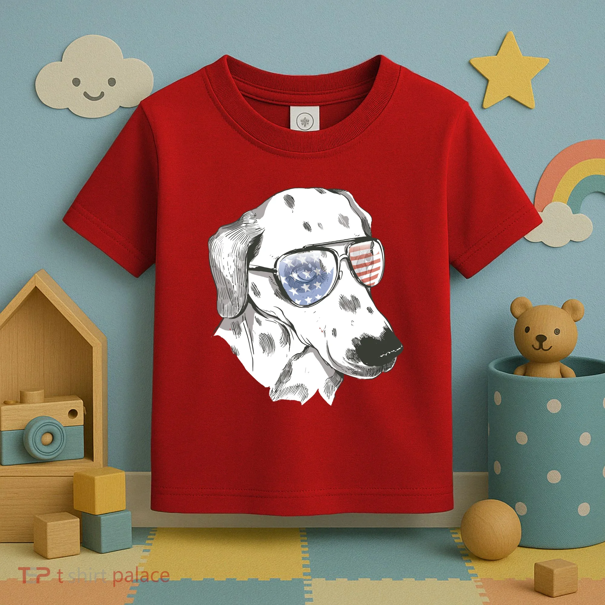 Independence Day Dalmatian Dog Toddler T-Shirt