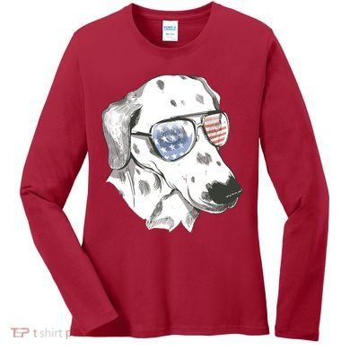 Independence Day Dalmatian Dog Women's Long Sleeve Shirt