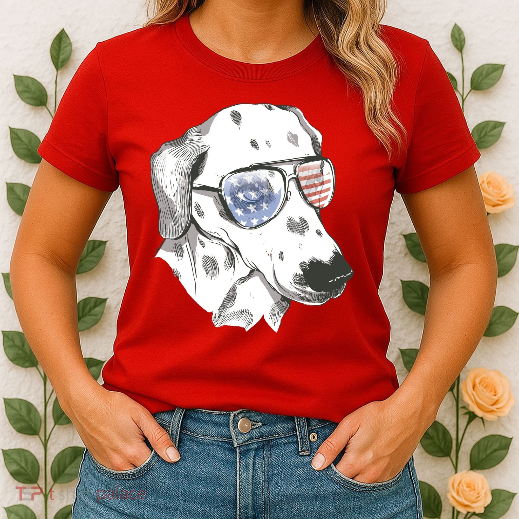 Independence Day Dalmatian Dog Women's T-Shirt