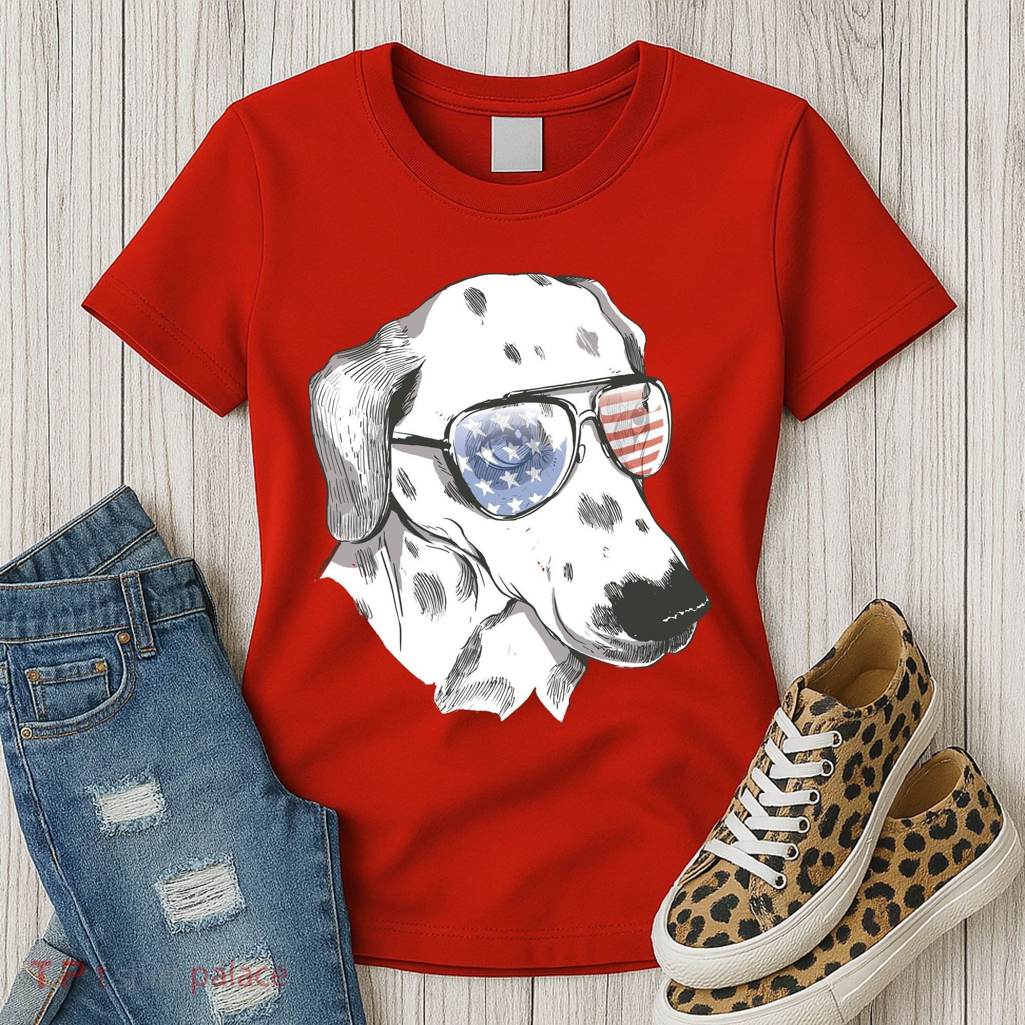 Independence Day Dalmatian Dog Women's T-Shirt
