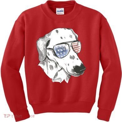 Independence Day Dalmatian Dog Kids Sweatshirt