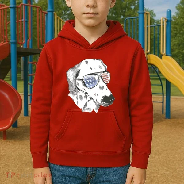 Independence Day Dalmatian Dog Kids Hoodie