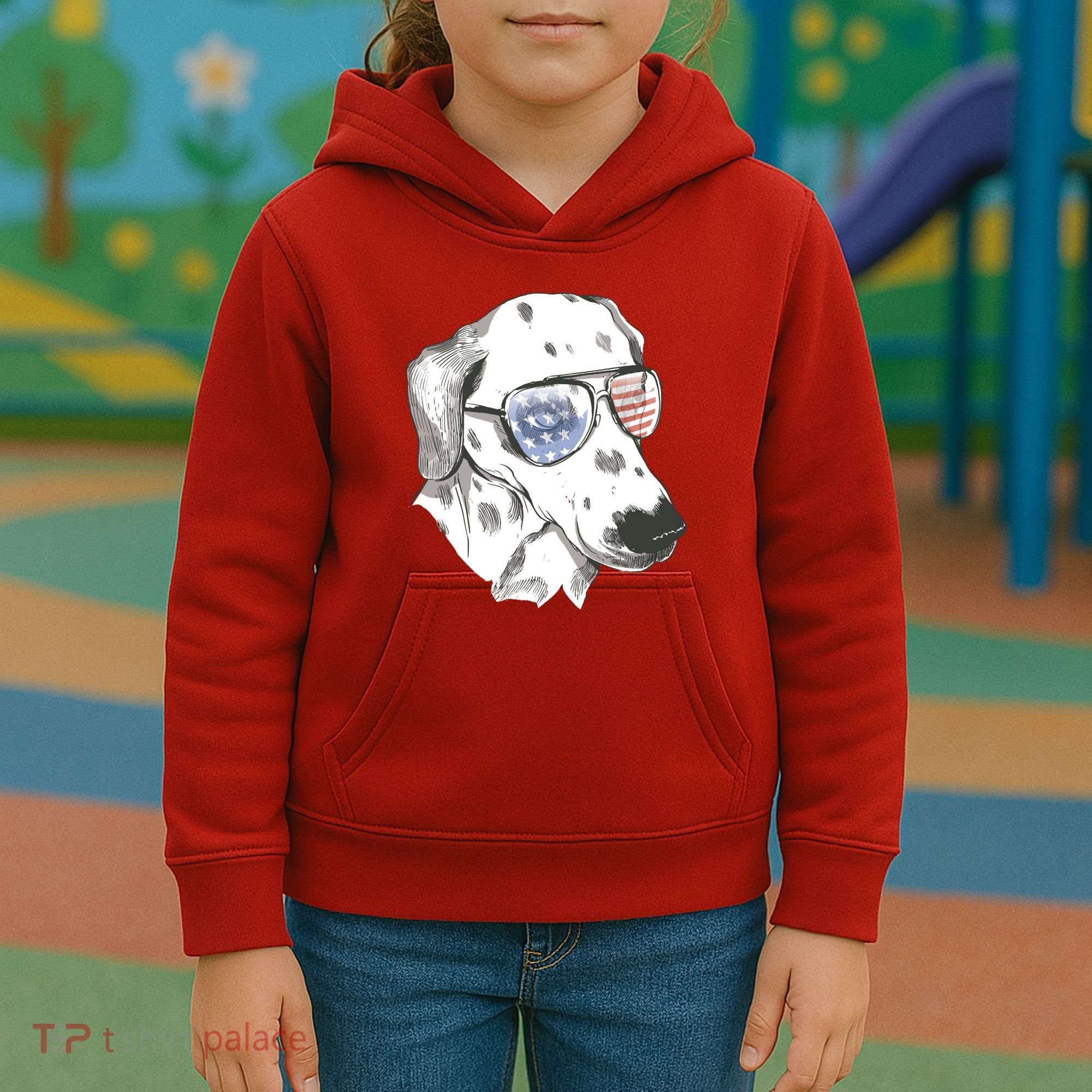 Independence Day Dalmatian Dog Kids Hoodie