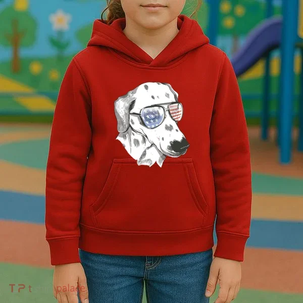 Independence Day Dalmatian Dog Kids Hoodie