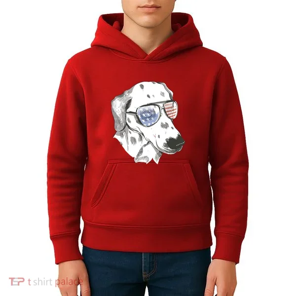 Independence Day Dalmatian Dog Kids Hoodie