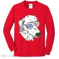 Independence Day Dalmatian Dog Kids Long Sleeve Shirt thumb 0