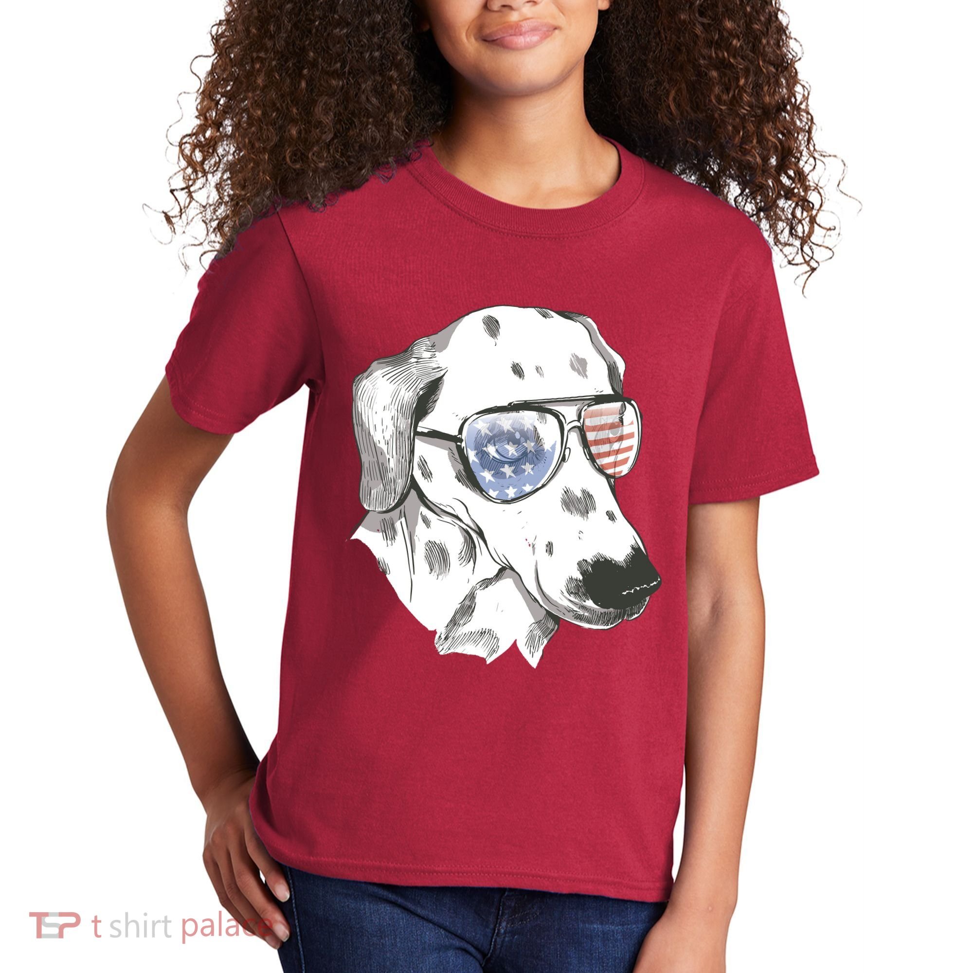 Independence Day Dalmatian Dog Kids T-Shirt