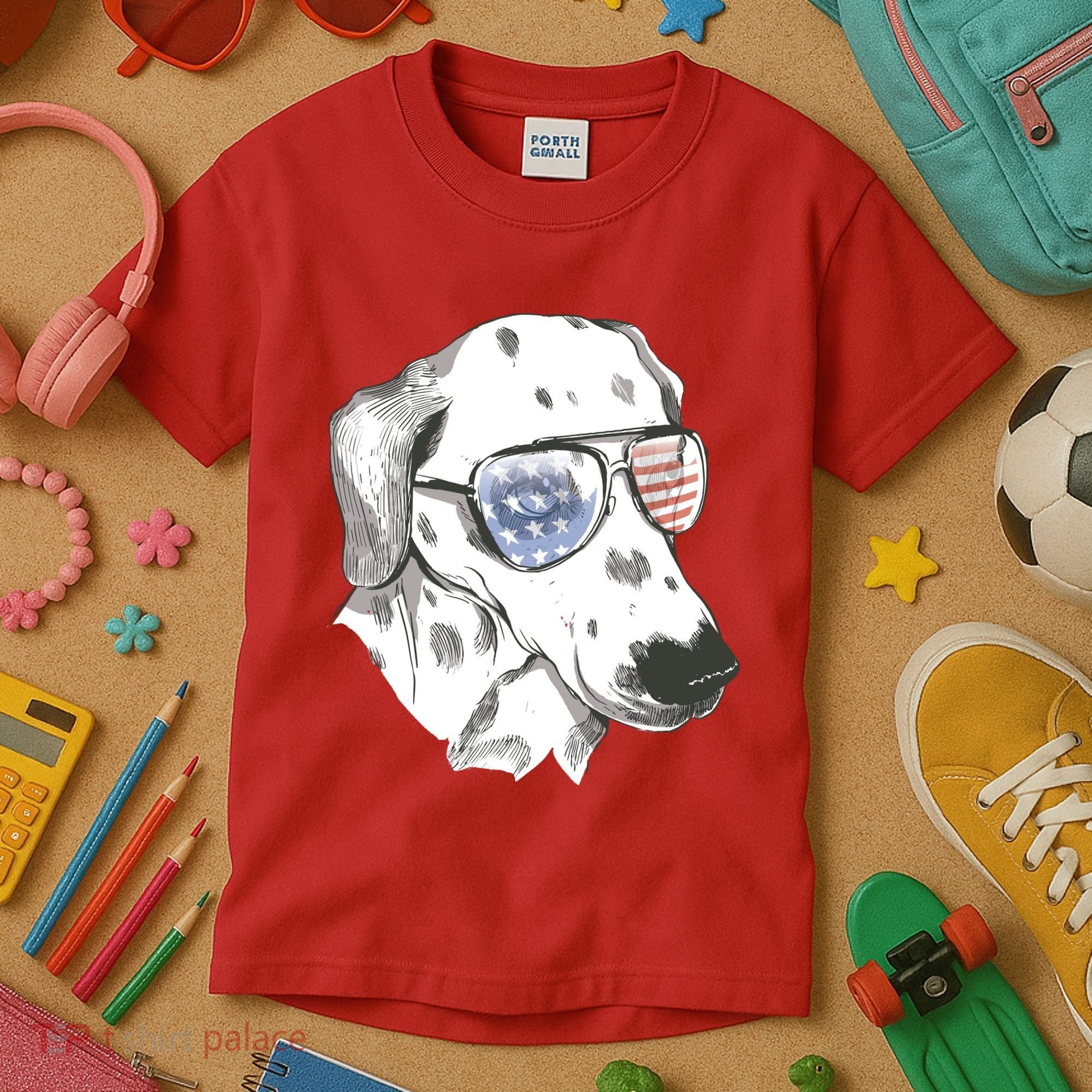 Independence Day Dalmatian Dog Kids T-Shirt