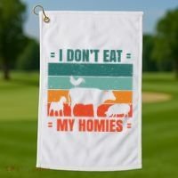 I Don't Eat My Homies Vegan Golf Towel thumb 1