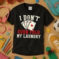 I Don't Even Fold My Laundry Poker Card Player Gambler Kids T-Shirt thumb 3