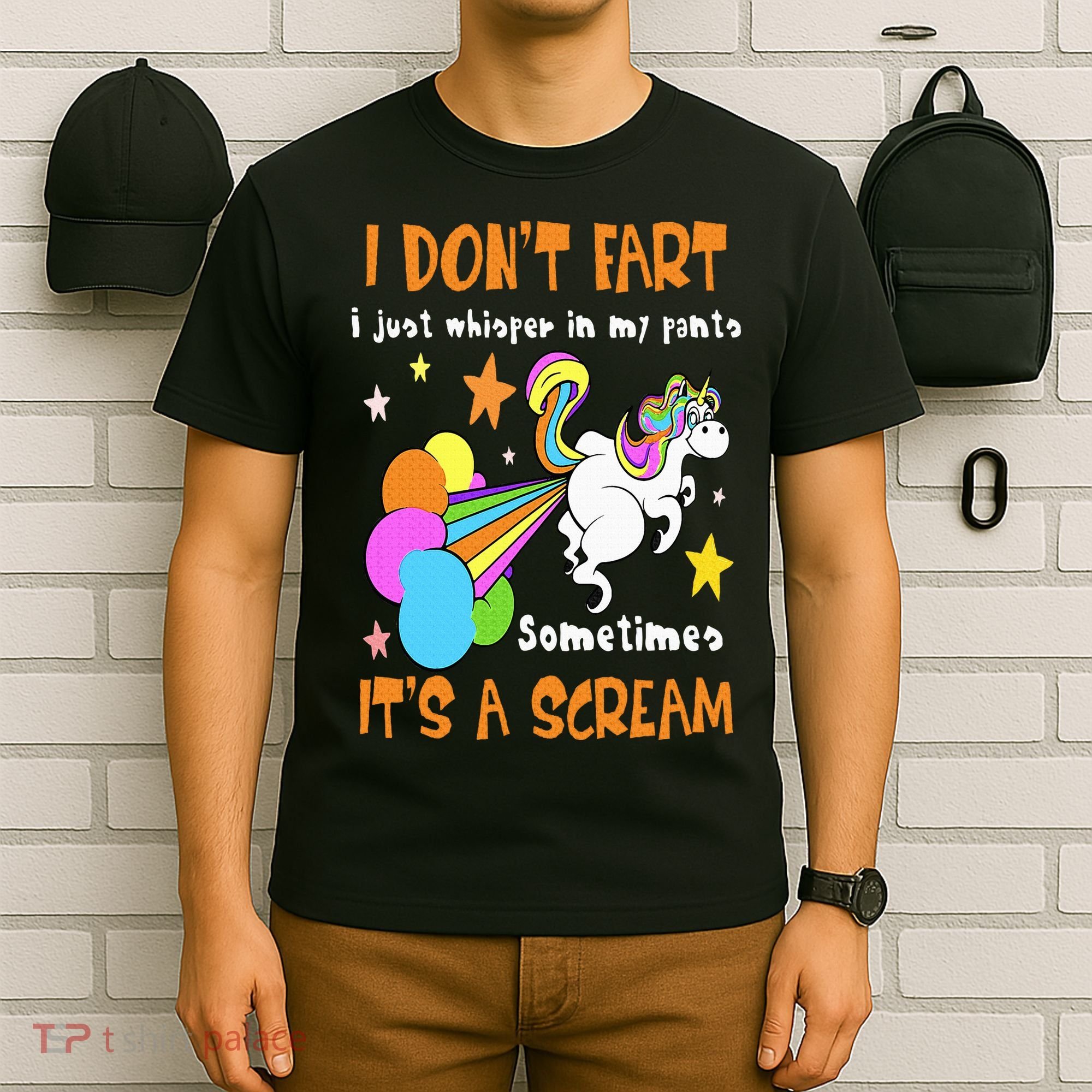 I Don't Fart I Just Whisper In My Pants Funny Unicorn T-Shirt