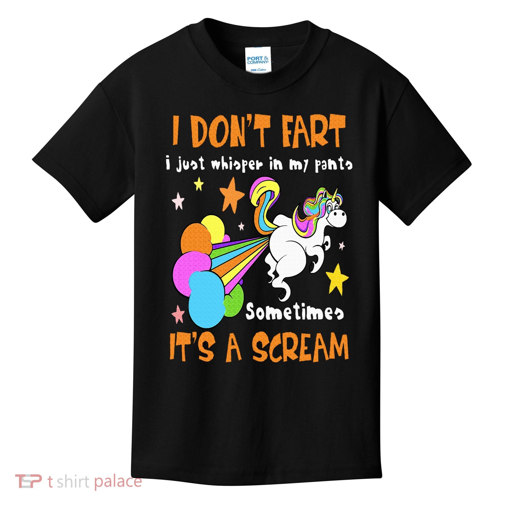 I Don't Fart I Just Whisper In My Pants Funny Unicorn Kids T-Shirt