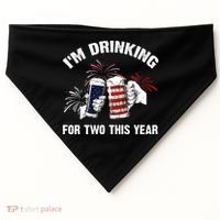 I'm Drinking For 2 This Year Pregnancy 4th Of July USA-Made Doggie Bandana thumb 0