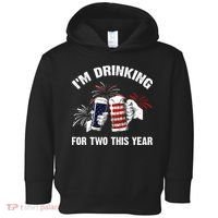 I'm Drinking For 2 This Year Pregnancy 4th Of July Toddler Hoodie thumb 0