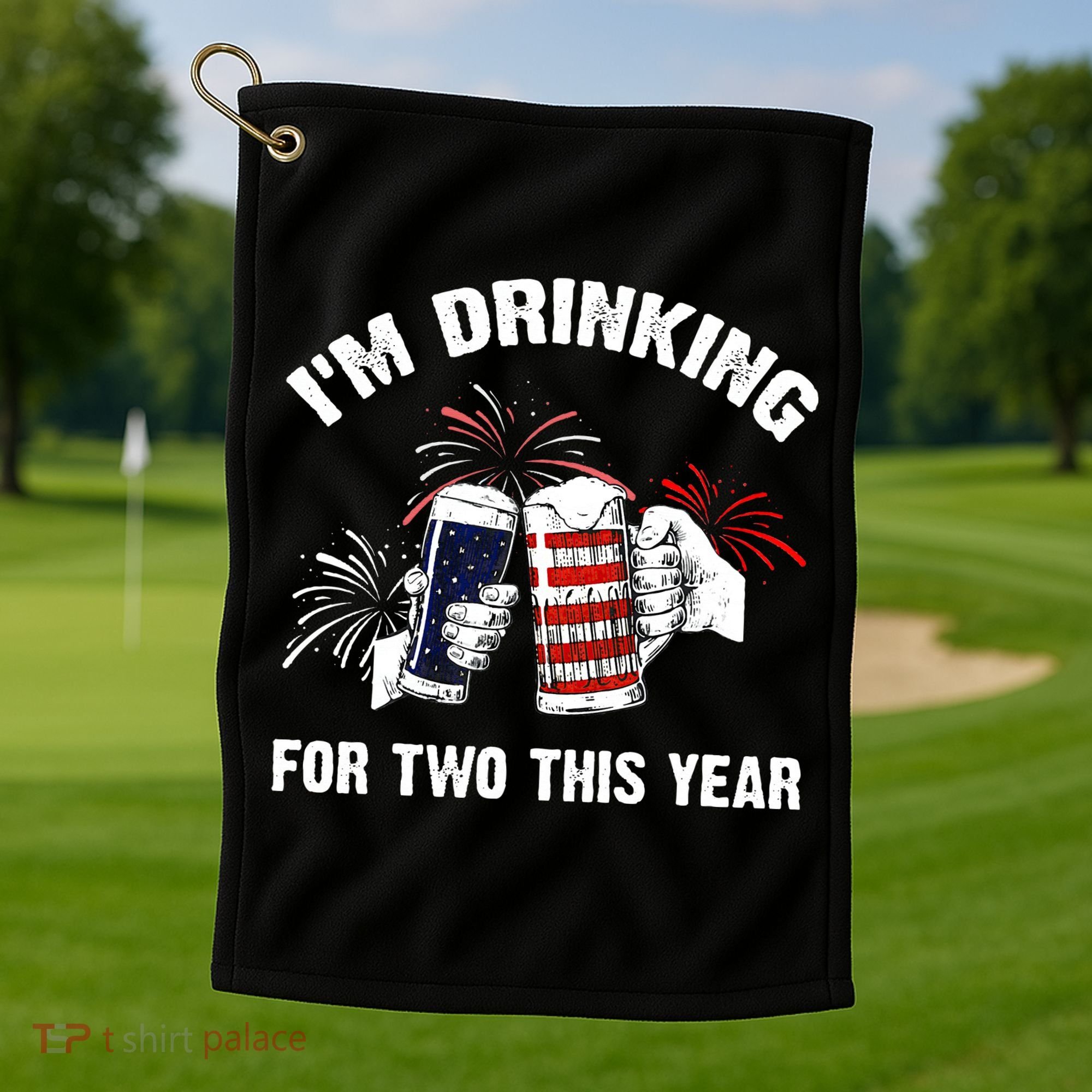 I'm Drinking For 2 This Year Pregnancy 4th Of July Golf Towel