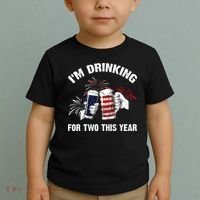 I'm Drinking For 2 This Year Pregnancy 4th Of July Toddler T-Shirt thumb 2