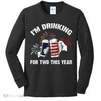 I'm Drinking For 2 This Year Pregnancy 4th Of July Kids Long Sleeve Shirt thumb 0