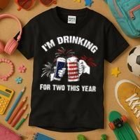 I'm Drinking For 2 This Year Pregnancy 4th Of July Kids T-Shirt thumb 3