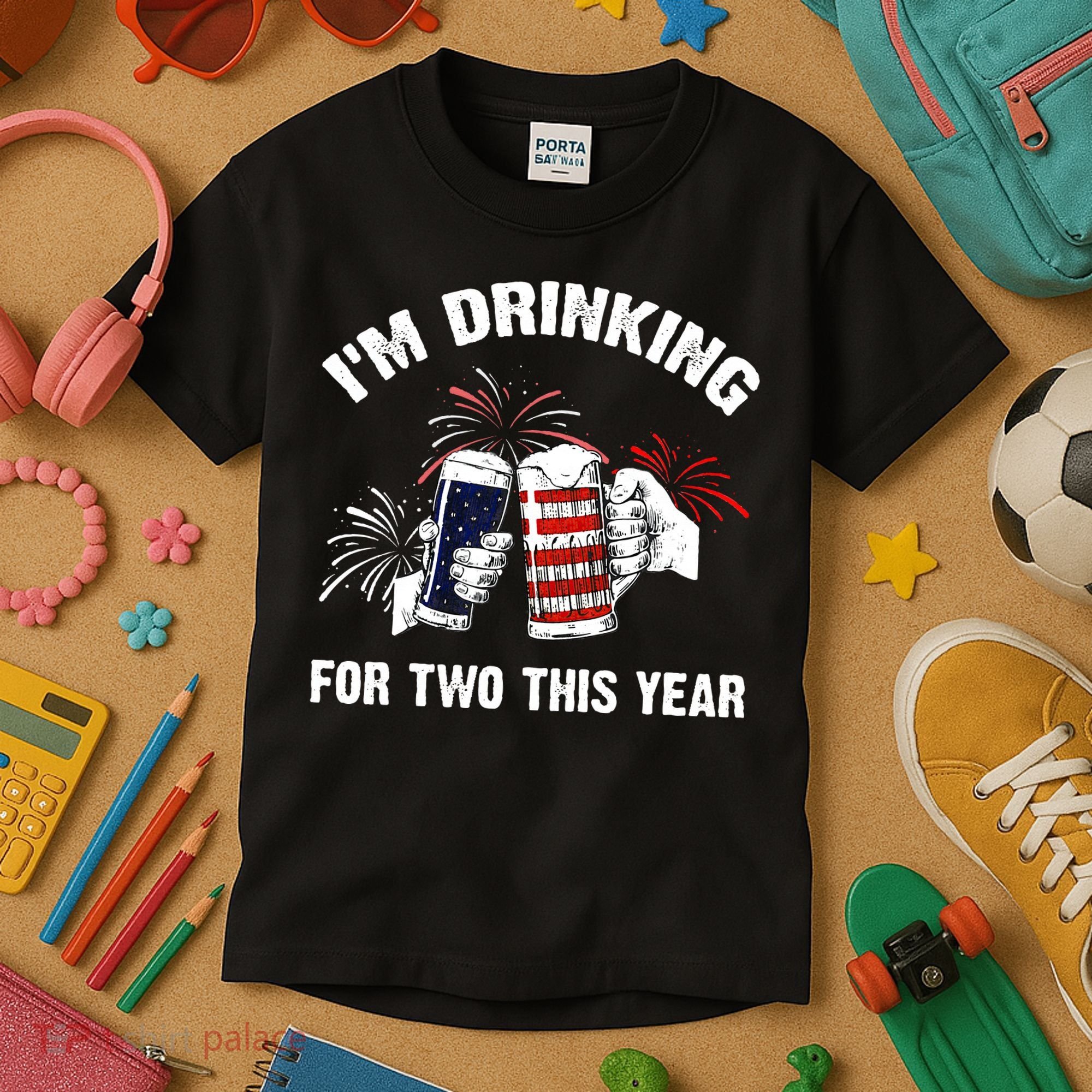 I'm Drinking For 2 This Year Pregnancy 4th Of July Kids T-Shirt
