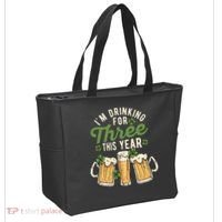 I'm Drinking For Three This Year St Patricks Day Pregnancy Tote Bag thumb 2