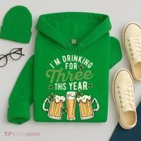 I'm Drinking For Three This Year St Patricks Day Pregnancy Hoodie thumb 4