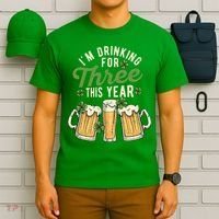I'm Drinking For Three This Year St Patricks Day Pregnancy T-Shirt thumb 6