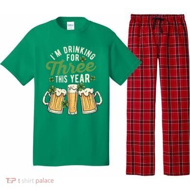 I'm Drinking For Three This Year St Patricks Day Pregnancy Pajama Set