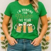 I'm Drinking For Three This Year St Patricks Day Pregnancy Women's T-Shirt thumb 2