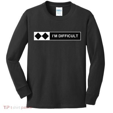 I'm Difficult Funny Double Black Diamonds Ski Snowboard Kids Long Sleeve Shirt