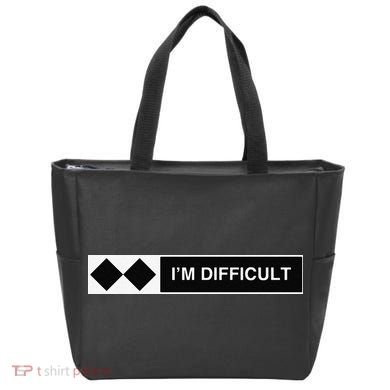 I'm Difficult Funny Double Black Diamonds Ski Snowboard Tote Bag