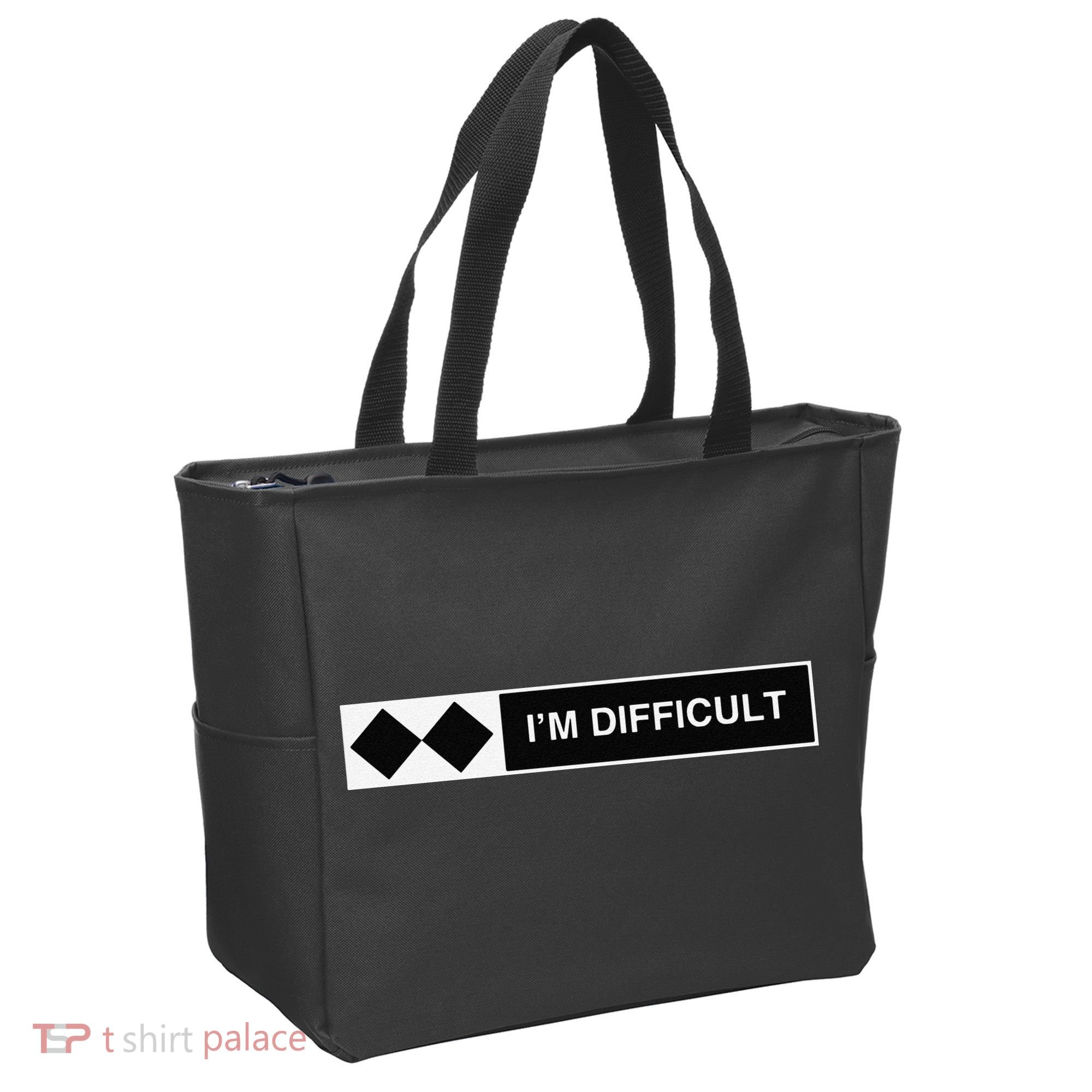 I'm Difficult Funny Double Black Diamonds Ski Snowboard Tote Bag