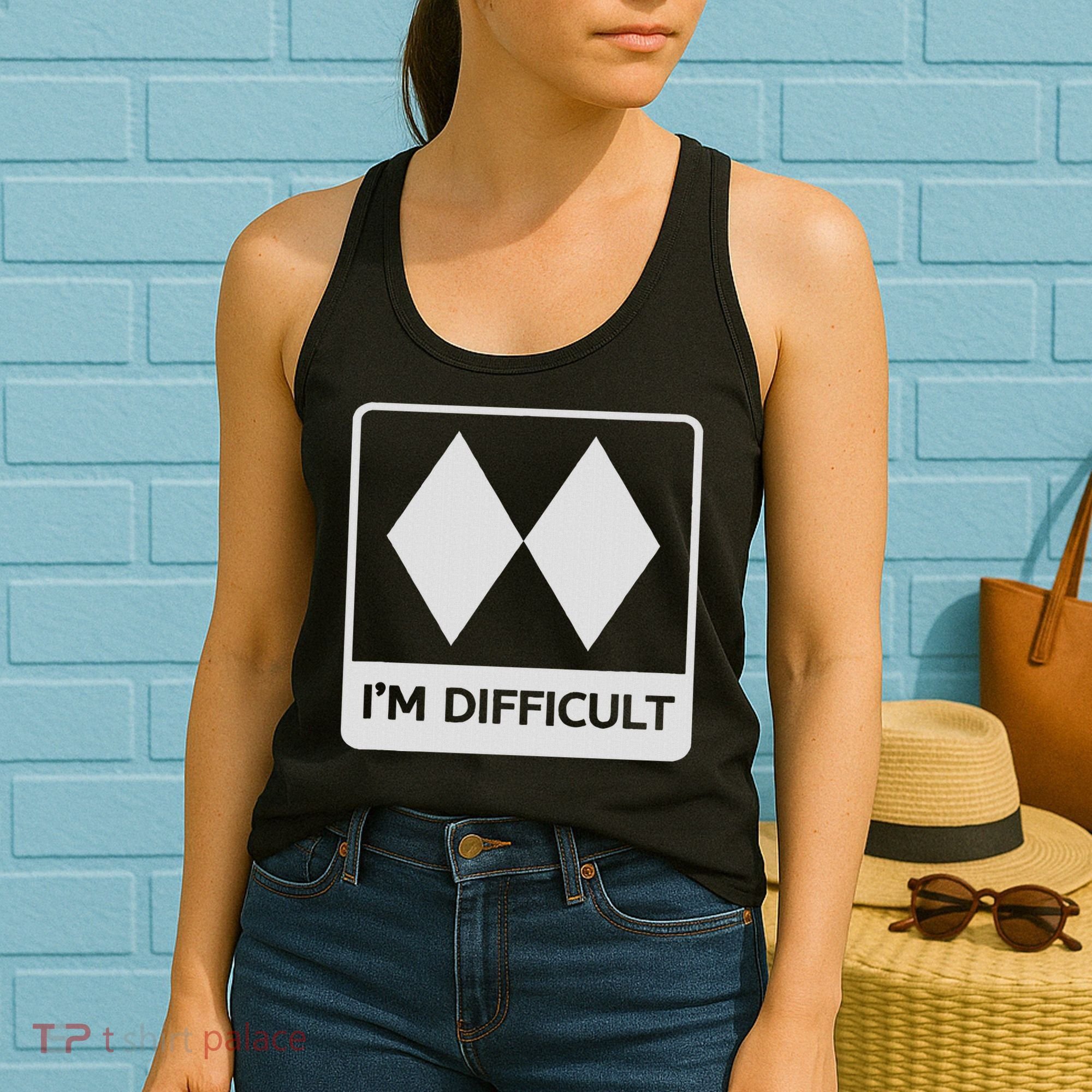 I'm Difficult Funny Double Black Diamonds Ski Snowboard Women's Tank Top