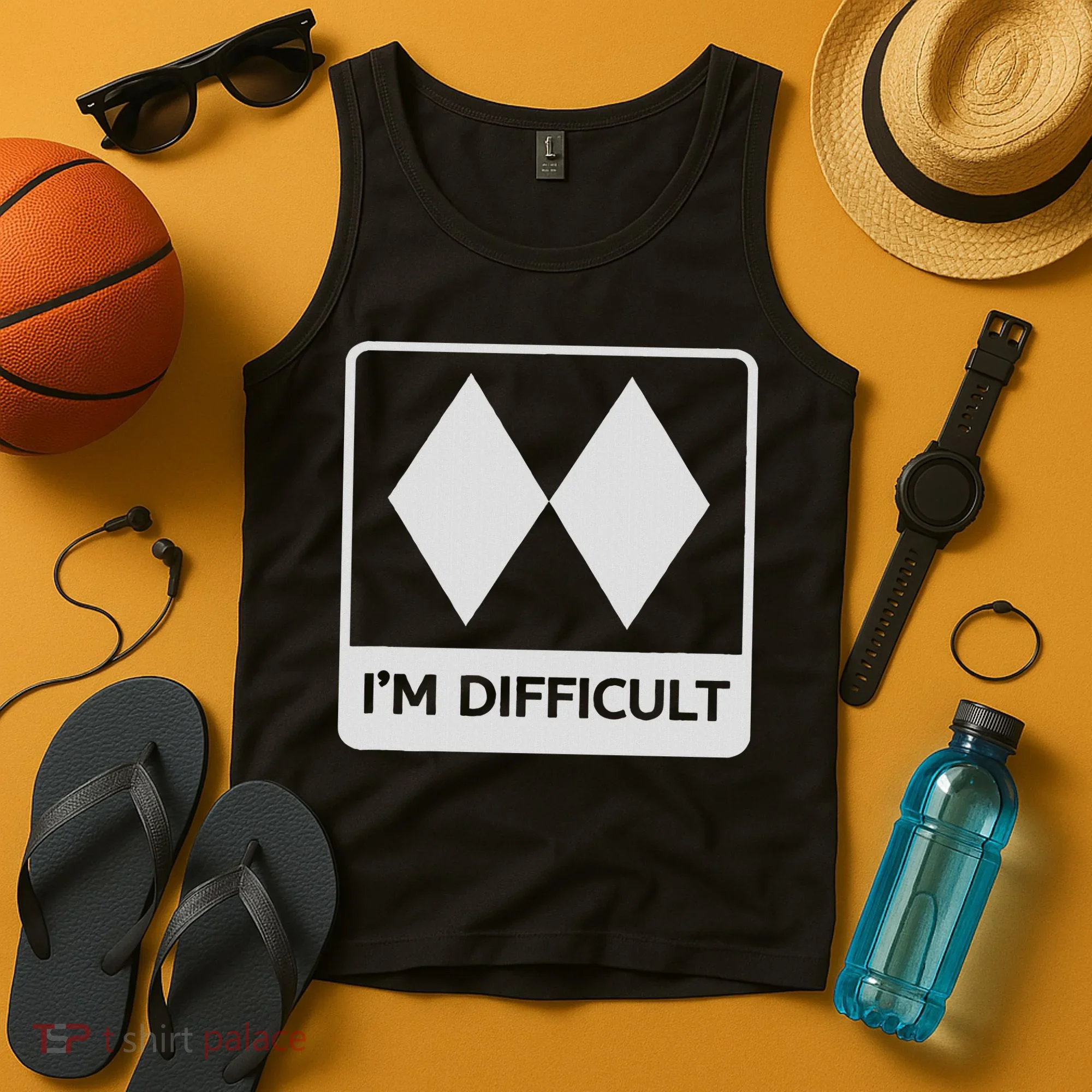 I'm Difficult Funny Double Black Diamonds Ski Snowboard Tank Top