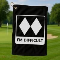 I'm Difficult Funny Double Black Diamonds Ski Snowboard Golf Towel thumb 1
