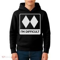 I'm Difficult Funny Double Black Diamonds Ski Snowboard Kids Hoodie thumb 4