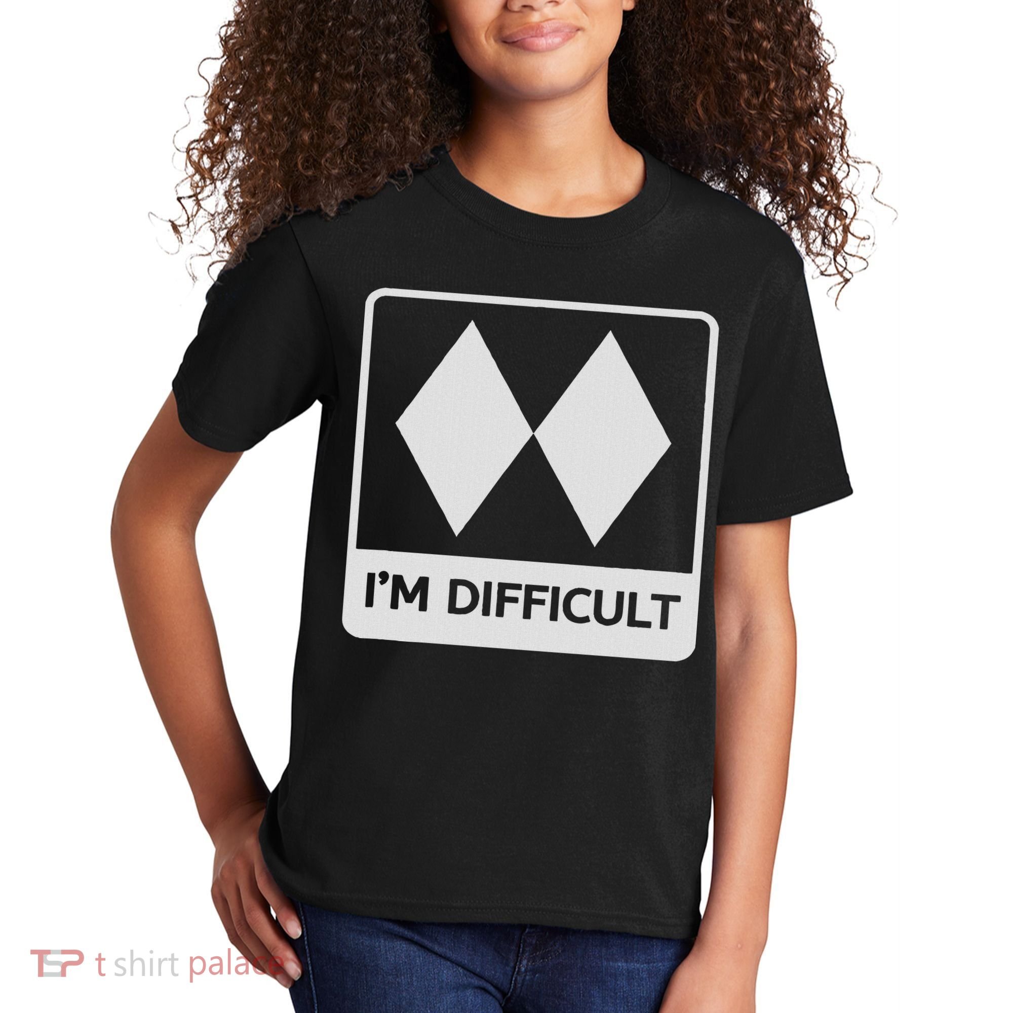 I'm Difficult Funny Double Black Diamonds Ski Snowboard Kids T-Shirt