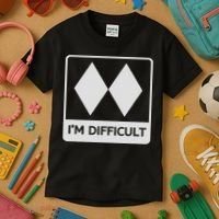 I'm Difficult Funny Double Black Diamonds Ski Snowboard Kids T-Shirt thumb 3