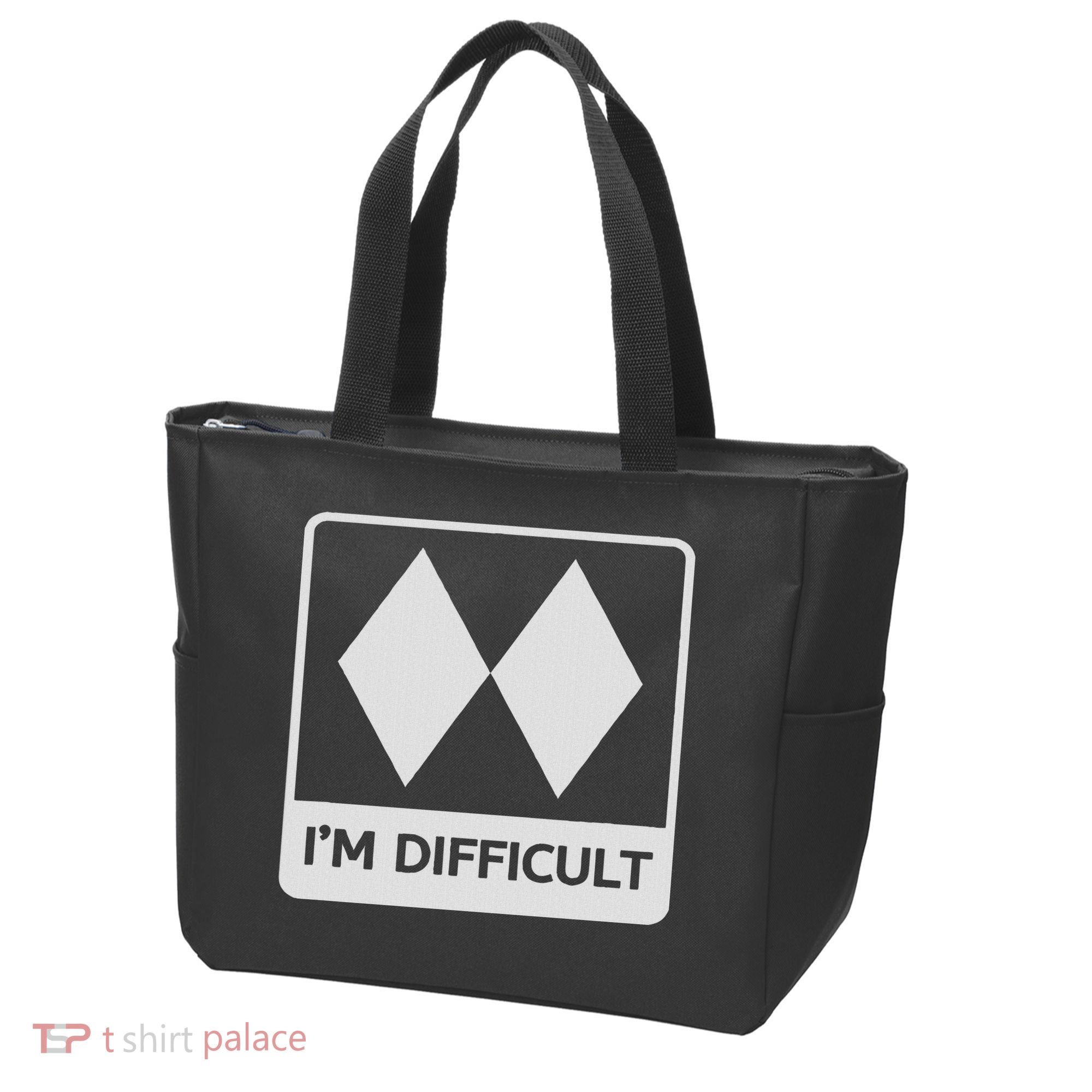 I'm Difficult Funny Double Black Diamonds Ski Snowboard Tote Bag