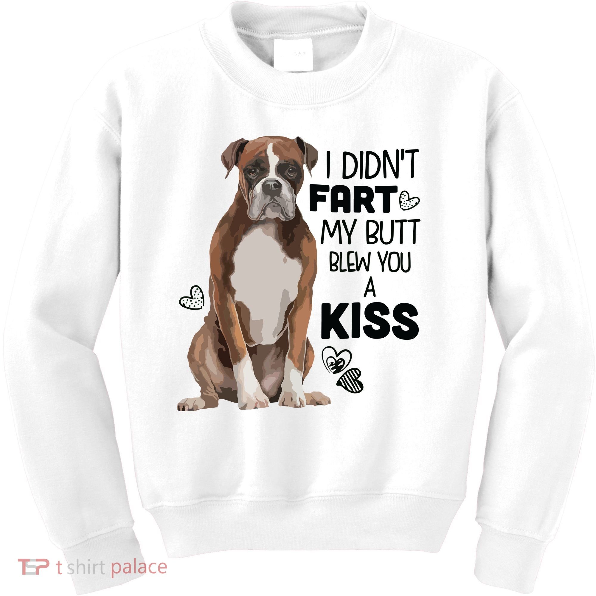 I Didnt Fart My Butt Blew You A Kiss Boxer Dog Kids Sweatshirt