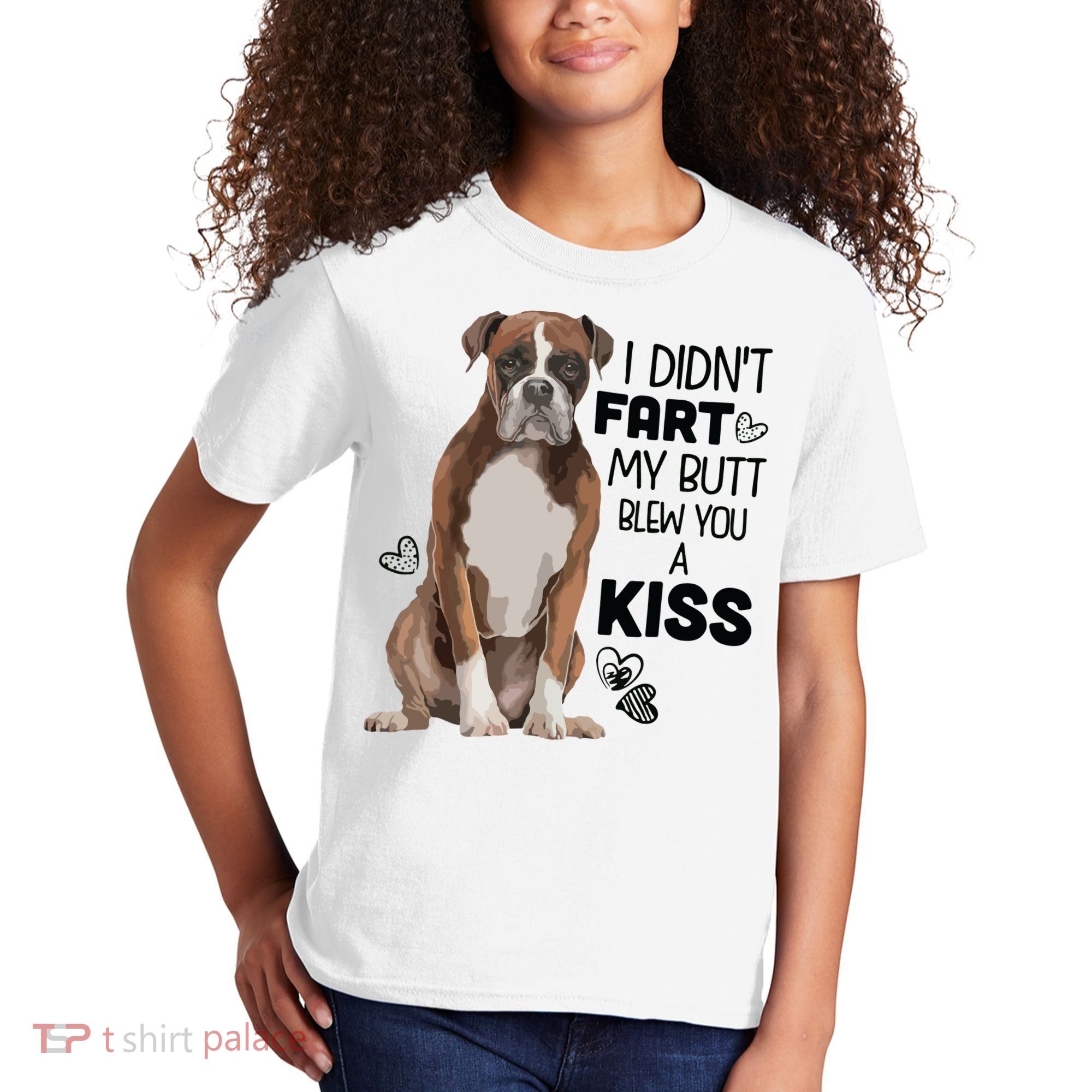I Didnt Fart My Butt Blew You A Kiss Boxer Dog Kids T-Shirt