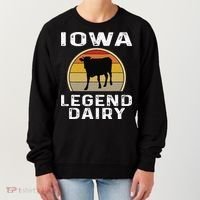 Iowa Dairy Farmer Legend Dairy Cow Cattle Funny Retro Sunset Women's Sweatshirt thumb 0