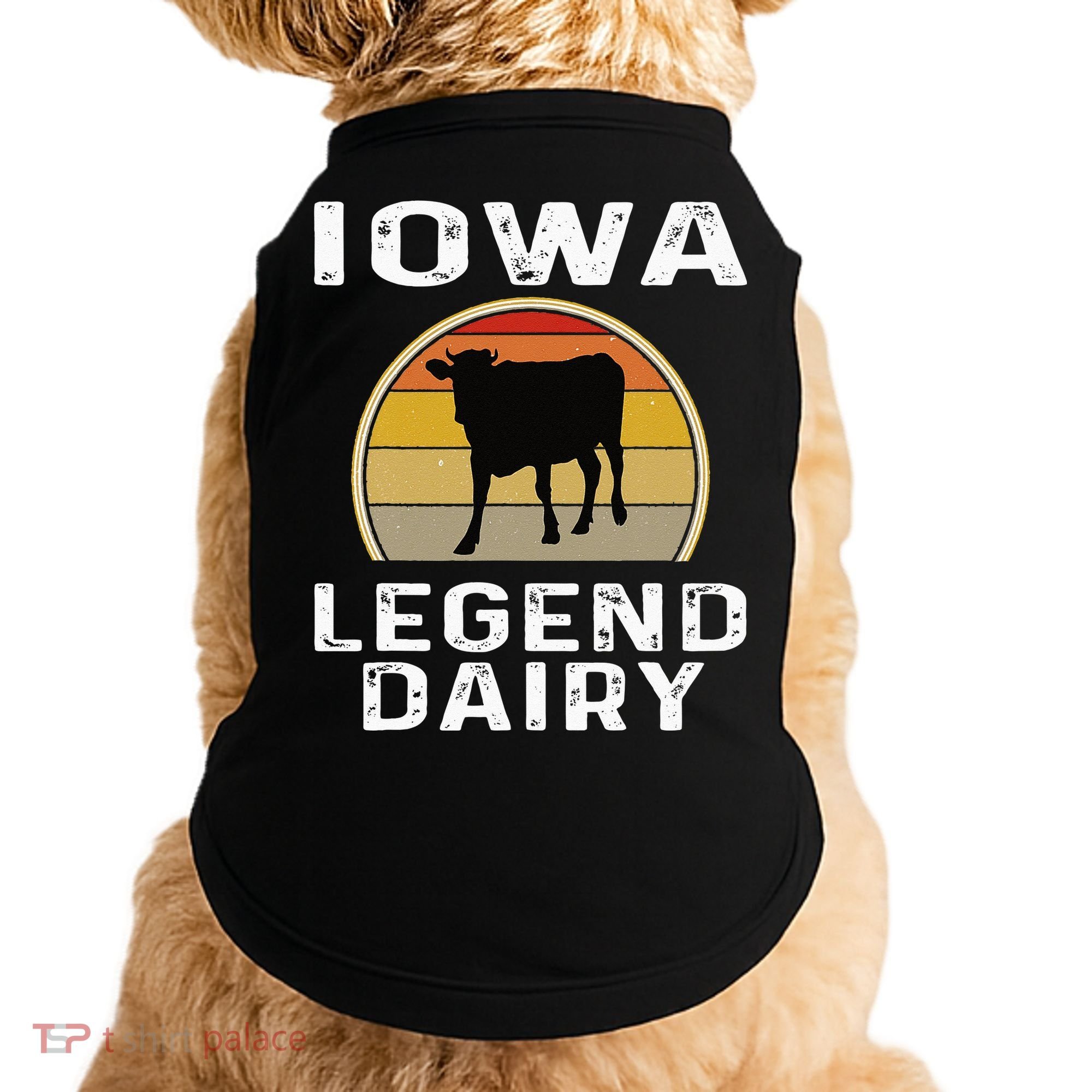 Iowa Dairy Farmer Legend Dairy Cow Cattle Funny Retro Sunset Doggie Tank