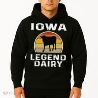 Iowa Dairy Farmer Legend Dairy Cow Cattle Funny Retro Sunset Hoodie thumb 2
