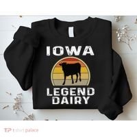 Iowa Dairy Farmer Legend Dairy Cow Cattle Funny Retro Sunset Sweatshirt thumb 2