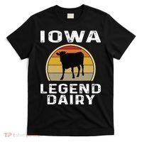 Iowa Dairy Farmer Legend Dairy Cow Cattle Funny Retro Sunset T-Shirt thumb 0